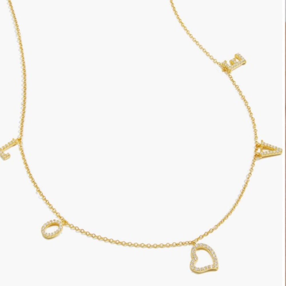 NEW! Savvy Cie Jewels Pavé CZ Love Charm Necklace